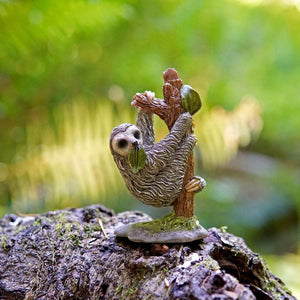 Sloth Hanging on Tree, Mini Sloth, Miniature Sloth, Fairy Garden Sloth, Terrarium Sloth, Diorama Sloth, Sloth On Tree, Fairy Garden - Mini Fairy Garden World