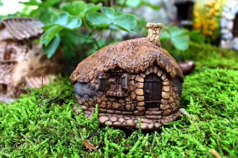Thatched Roof Fairy House, Fairy Home, Miniature Cottage - Mini Fairy Garden World