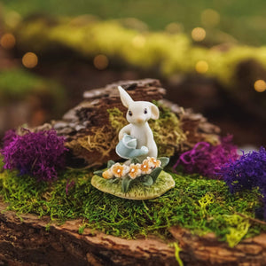 Three Rabbits Sitting in a Basket, Fairy Garden, Fairy Bunny, Mini Bunny, Mini Rabbit - Mini Fairy Garden World