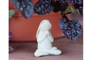 Yoga Bunny - Seated Namaste Pose, Fairy Garden, Mini Rabbit, Mini Bunny - Mini Fairy Garden World