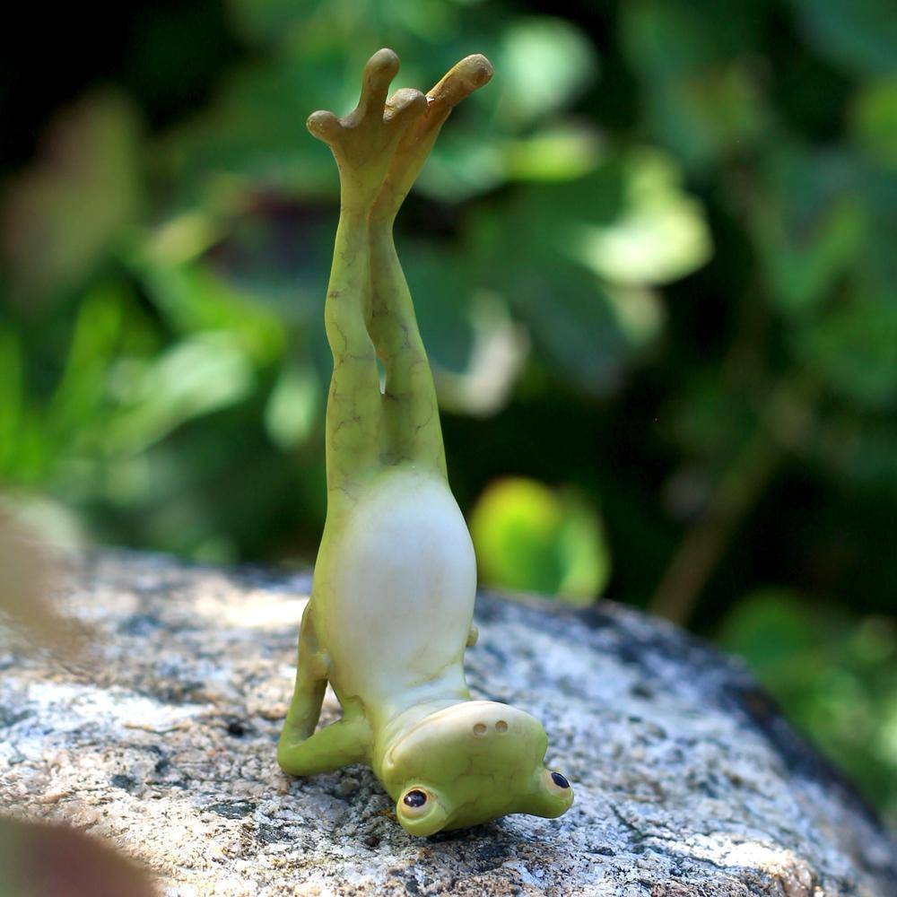 Yoga Frog Shoulderstand Pose, Fairy Garden, Mini Frog, Fairy Frog - Mini Fairy Garden World