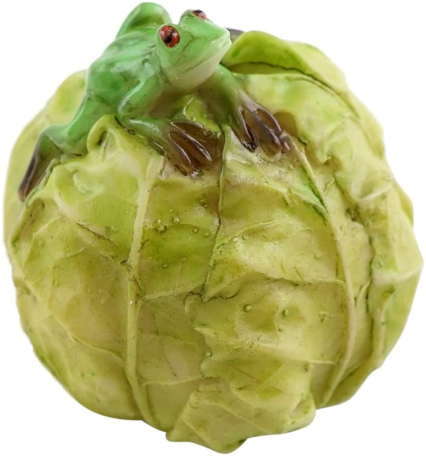 Mini Frog On Cabbage, Miniature Frog, Fairy Garden Frog