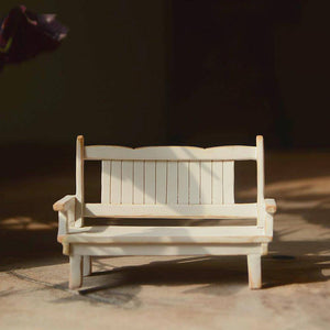 Mini White Patio Bench, Miniature Bench, Fairy Garden Bench - Mini Fairy Garden World