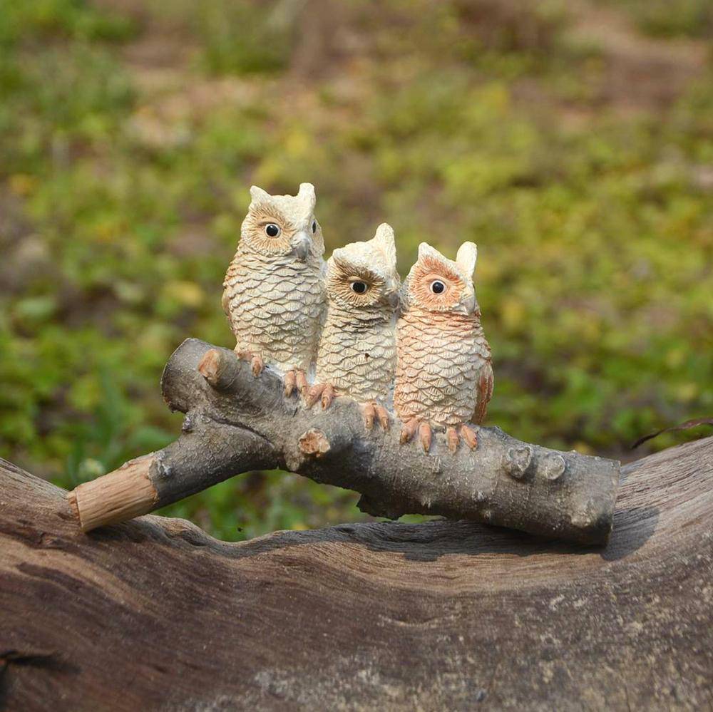 Owls On Branch, Miniature Owls, Fairy Garden Owl - Mini Fairy Garden World